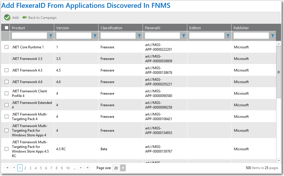 Add FlexeraID From Applications Discovered in FNMS View